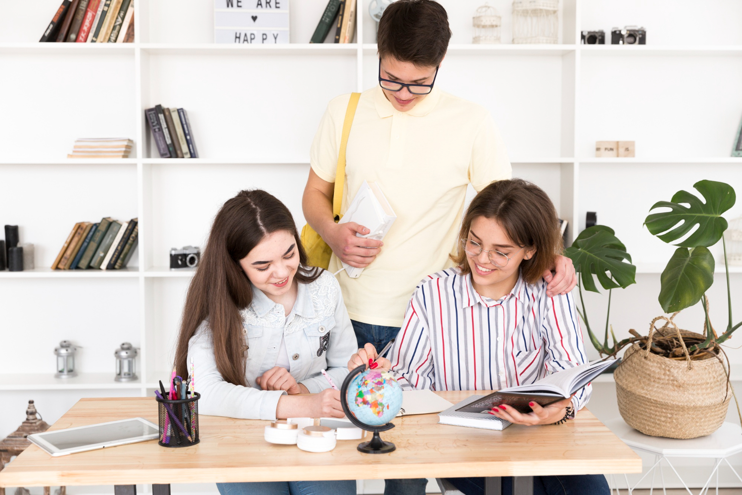 students doing homework together